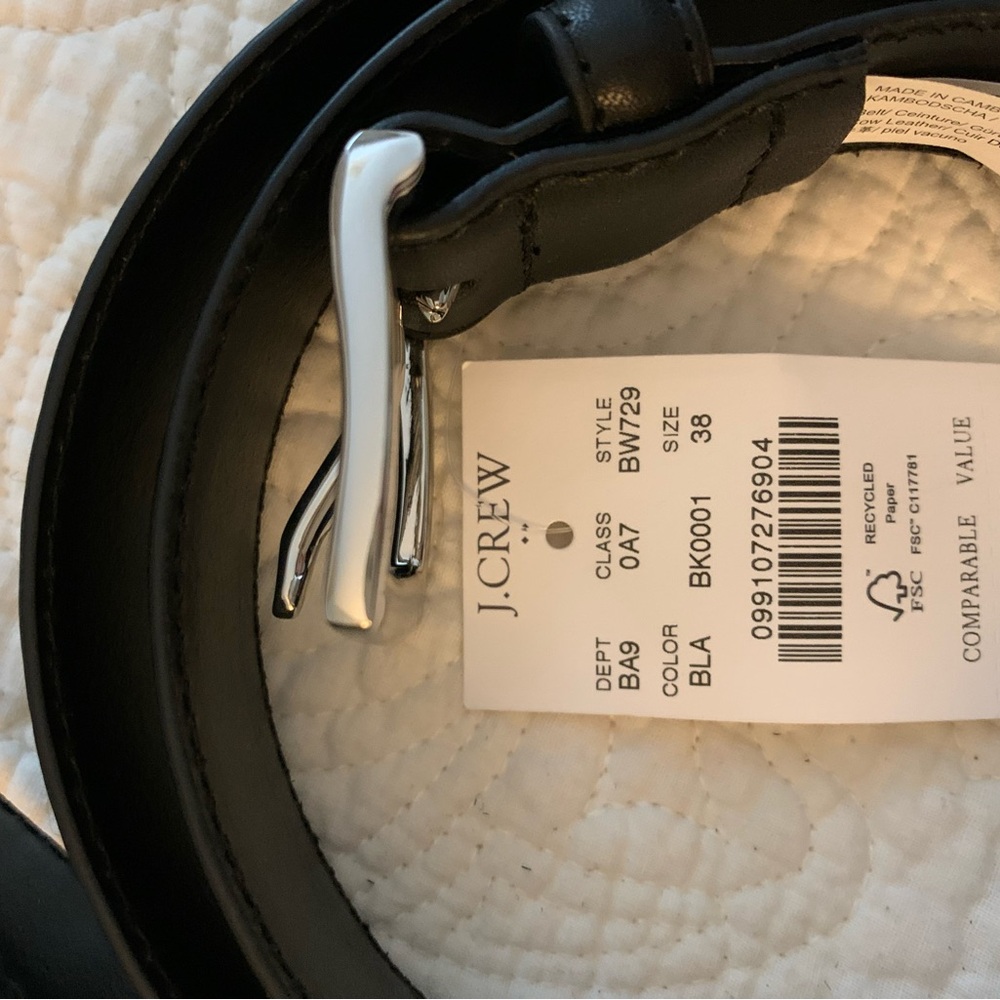 J Crew Men’s 38 Black Leather Belt